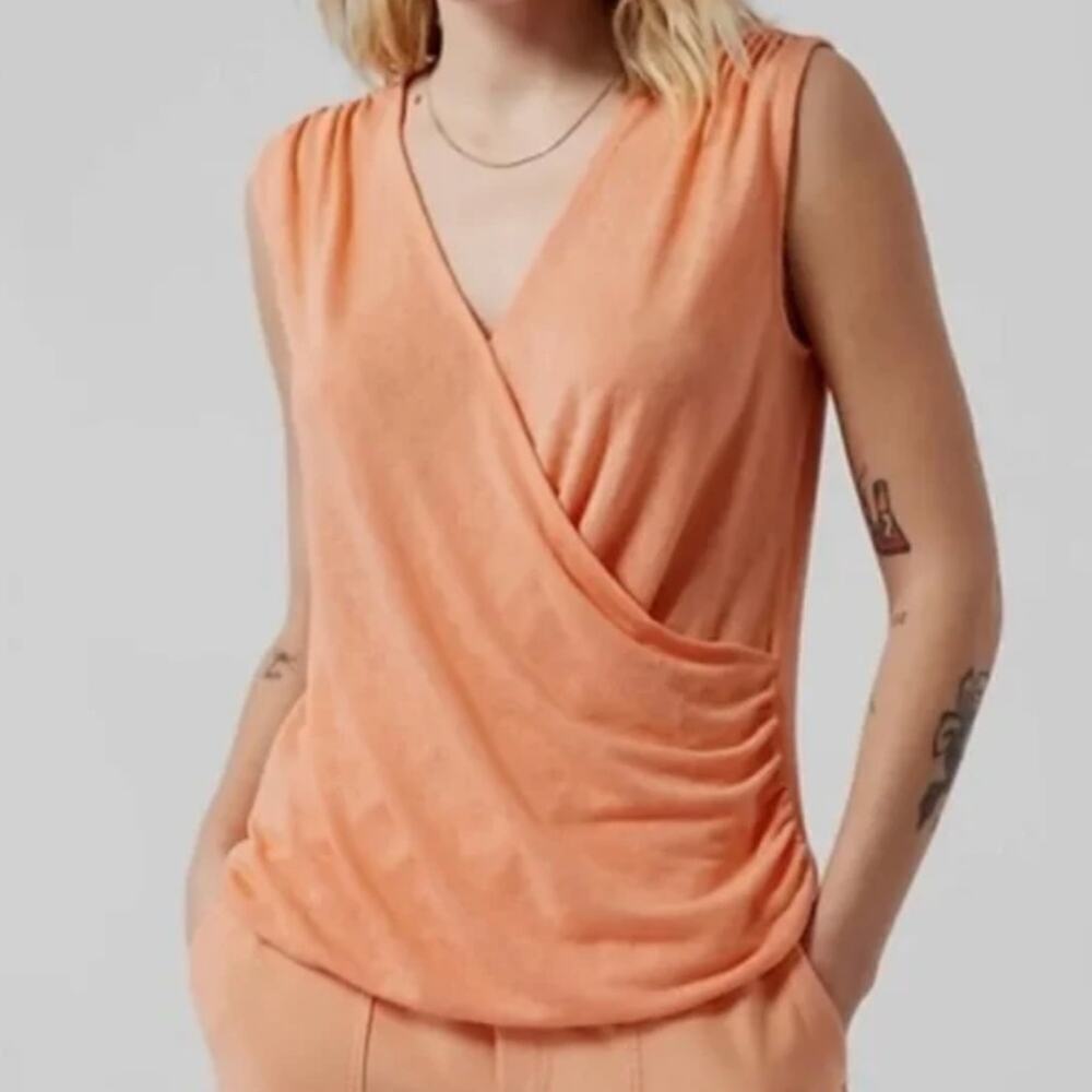 Athleta Women's Breezy Wrap Sleeveless Tank Camisole Top Orange Peach Size M